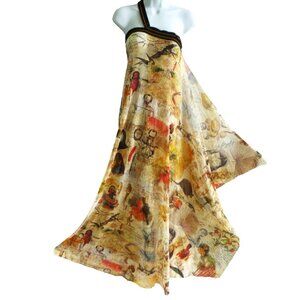 Jean Paul Gaultier Vintage Nylon Mesh Maxi Dress Skirt Soleil Tribal Native Art